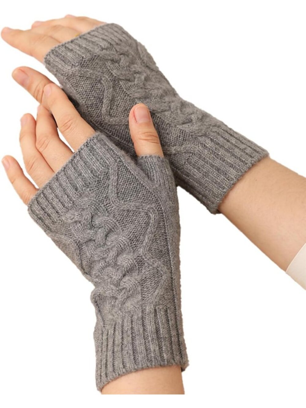 Cozy 100% Cashmere Fingerless Gloves for Women - Soft, Warm Knitted Mittens
